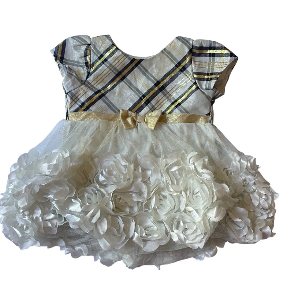 Nannette Baby Plaid and Floral Formal Dress Size 6-8 Months